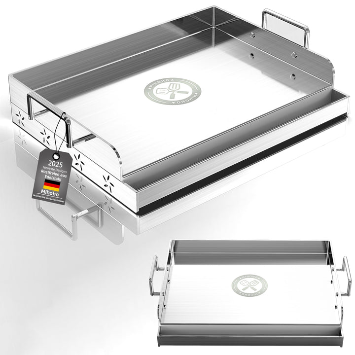 Universal BBQ Edelstahl Plancha Grillplatte Griddle mit gleichmässiger Heizung Arming, Grill für Gas