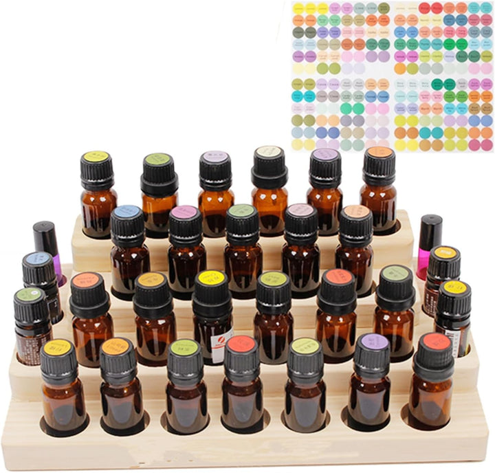 CHSEEA Ätherisches Öl Display Ständer Gestell Halter Organisator, 30 Löcher Holz Box Veranstalter Au