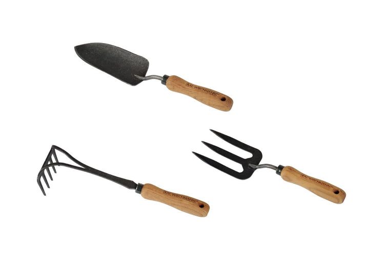 Teak Gartenwerkzeug Set Bari 3-TLG. geschmiedet Teak Griff Premium