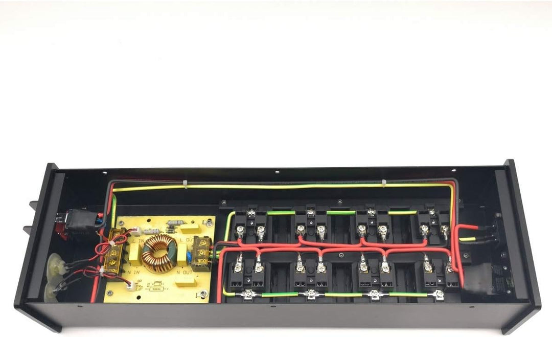 WAudio HiFi Netzfilter W-4000B, 8 Mehrfach Steckdosen mit Überspannungsschutz und Phasenlicht, Schwa