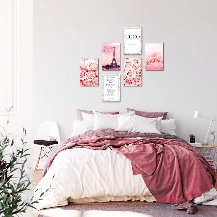 Novart Wandbilder Set - KOMPLETT AUFHÄNGFERTIG - Made in Germany - Moderne Bilder Coco Wohnzimmer Mä
