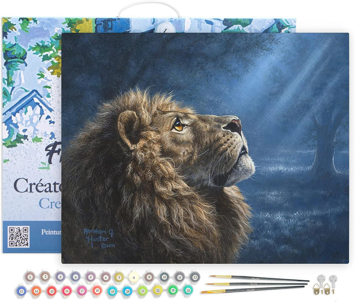 Figured'Art Malen Nach Zahlen Erwachsene Mit Rahmen Mondlicht Löwe - Paint by Numbers Basteln DIY Ba