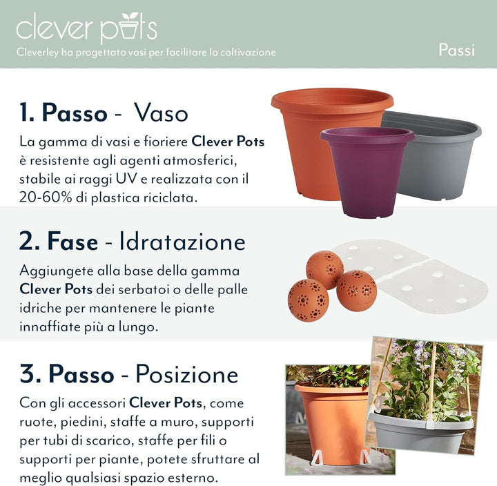 Clever Pots Kunststoff-Pflanztopf, 6x30cm Aussen- oder Innentopf mit Entwässerungslöchern, leichtes