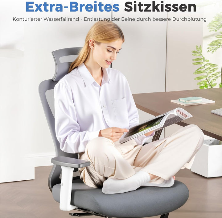 GTPLAYER Bürostuhl Ergonomisch [TESTSIEGER], Schreibtischstuhl mit 3D-Lendenwirbelstütze, Verstellba