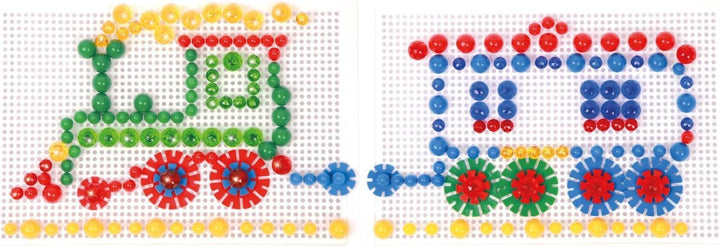 Lena 35710 - Mosaik Steckspiel &amp; Rondi Spielset 3 in 1, mit 240 Mosaiksteckern 10 mm und 15 mm, 2 St