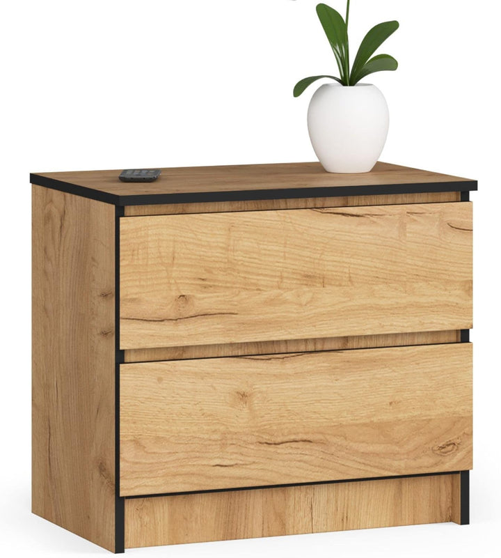 AKORD Kommode K60 mit 2 Schubladen | für das Wohnzimmer Schlafzimmer Schrank Büro Arbeitszimmer | Mo
