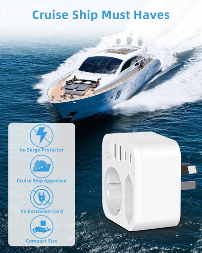 Reiseadapter Australien Deutschland Stecker mit 4 USB (2 Typ-C), 2 Fach Reiseadapter Neuseeland, Rei