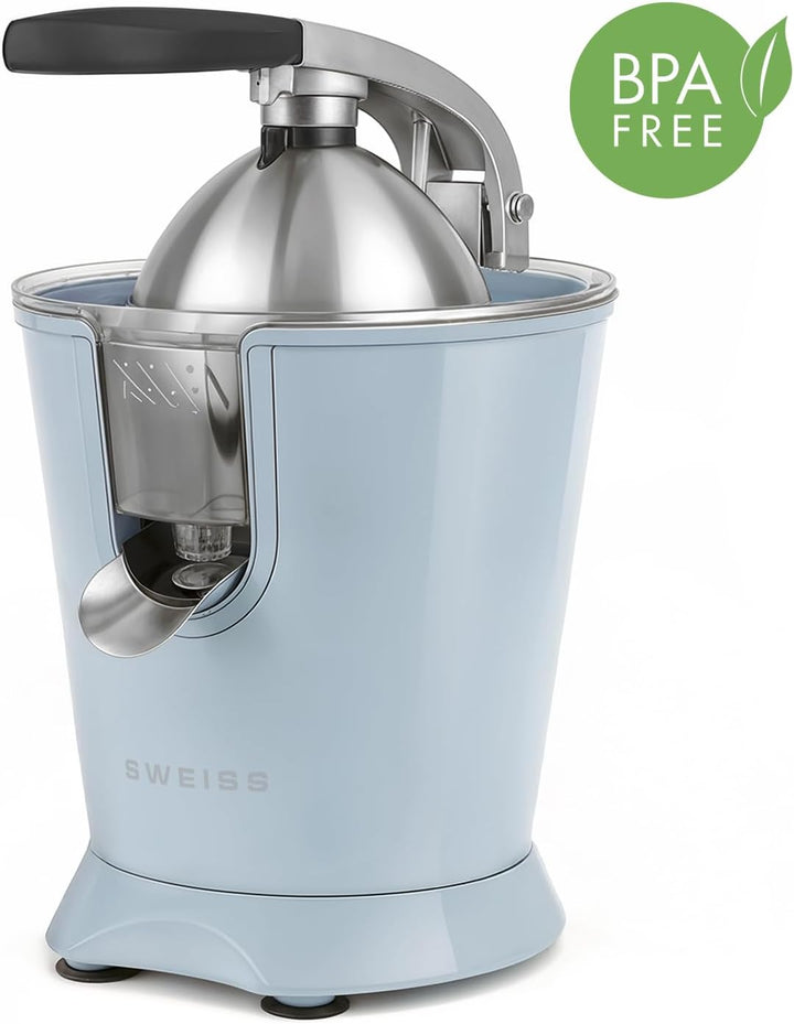 SWEISS ZEST6 Elektrische Zitruspresse, professionell, tropffreier Ausgiesser, spülmaschinenfest, lei