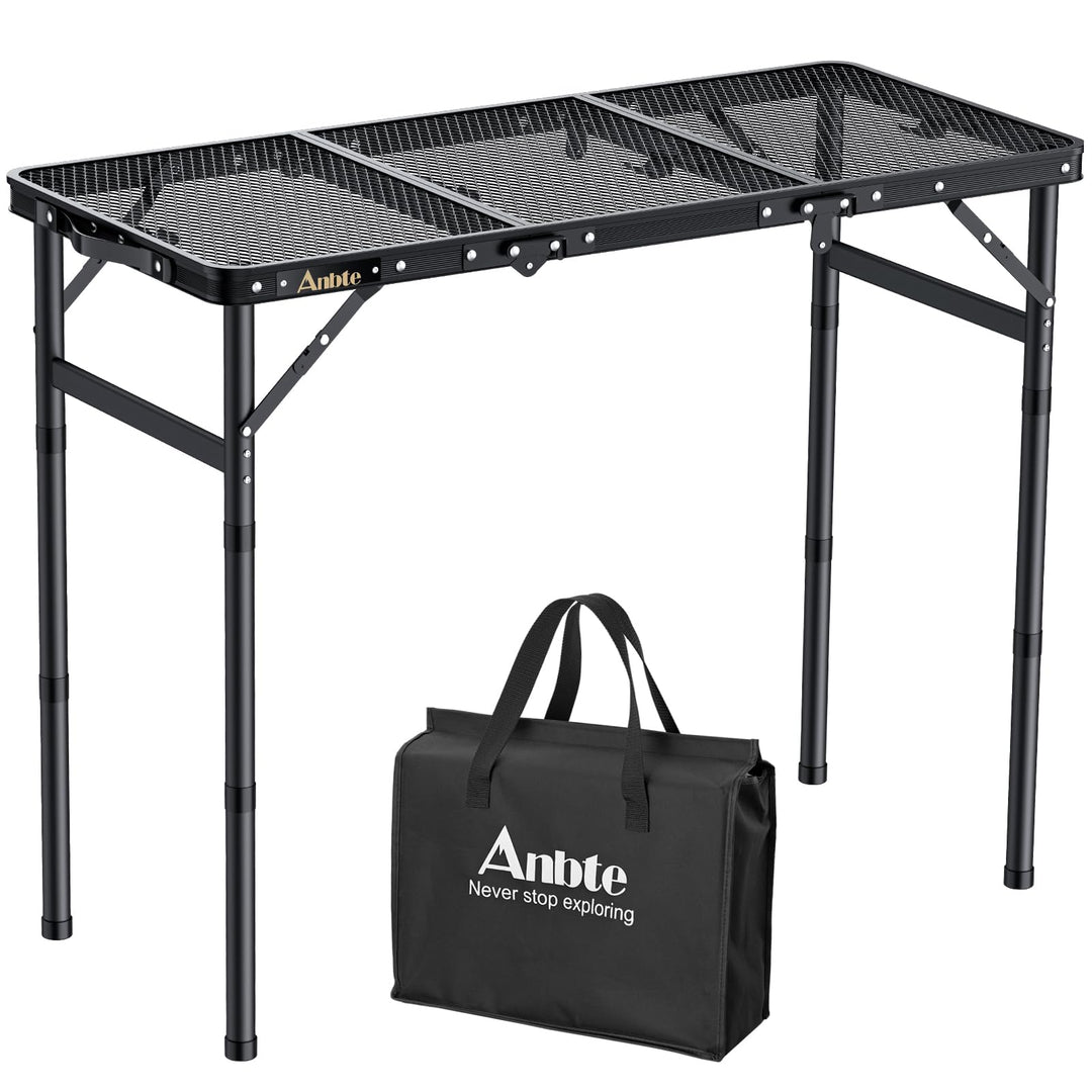 Anbte Campingtisch Klapptisch mit 3 Verstellbare Höhe Falttisch aus Aluminium 88 * 40cm Koffertisch