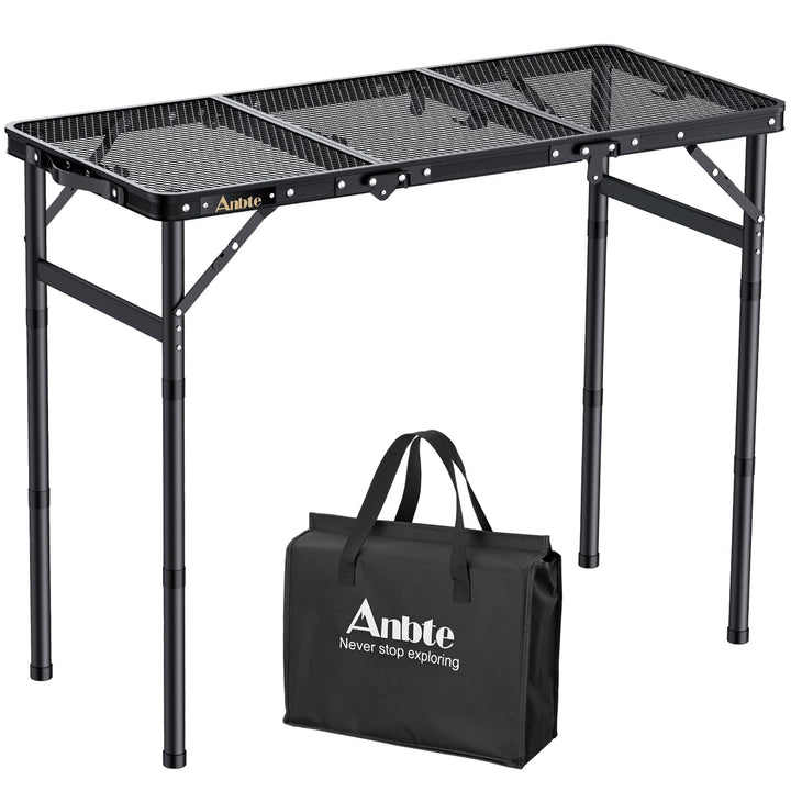 Anbte Campingtisch Klapptisch mit 3 Verstellbare Höhe Falttisch aus Aluminium 88 * 40cm Koffertisch