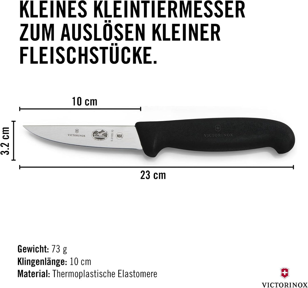 Victorinox Fibrox Schälmesser für Gemüse und Obst, Kleines Ausbeinmesser für Fleisch, 10 cm, Gerade