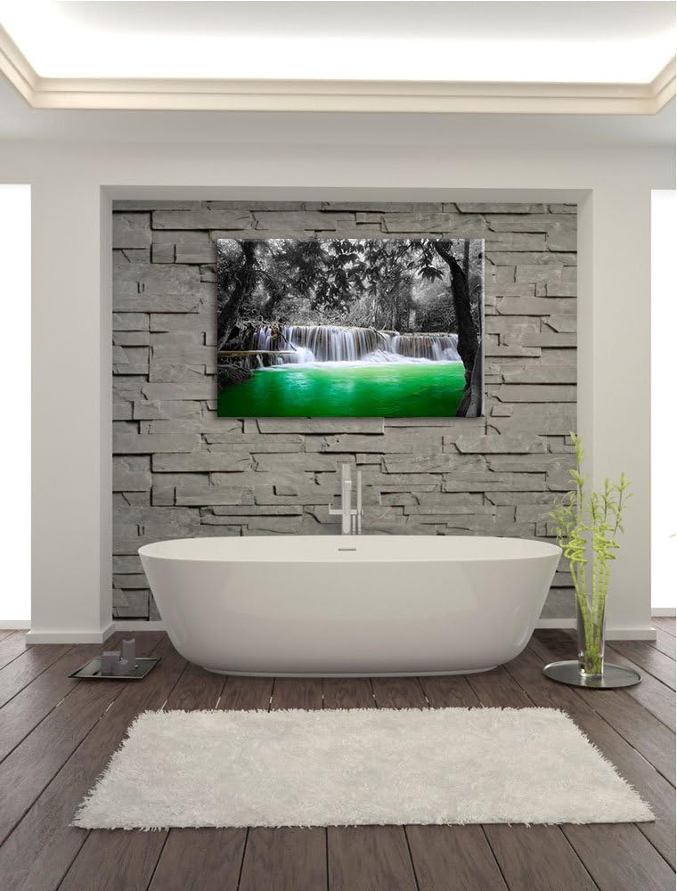 schöner Wasserfall im Dschungel schwarz/weiss Format: 100x70 auf Leinwand, XXL riesige Bilder fertig