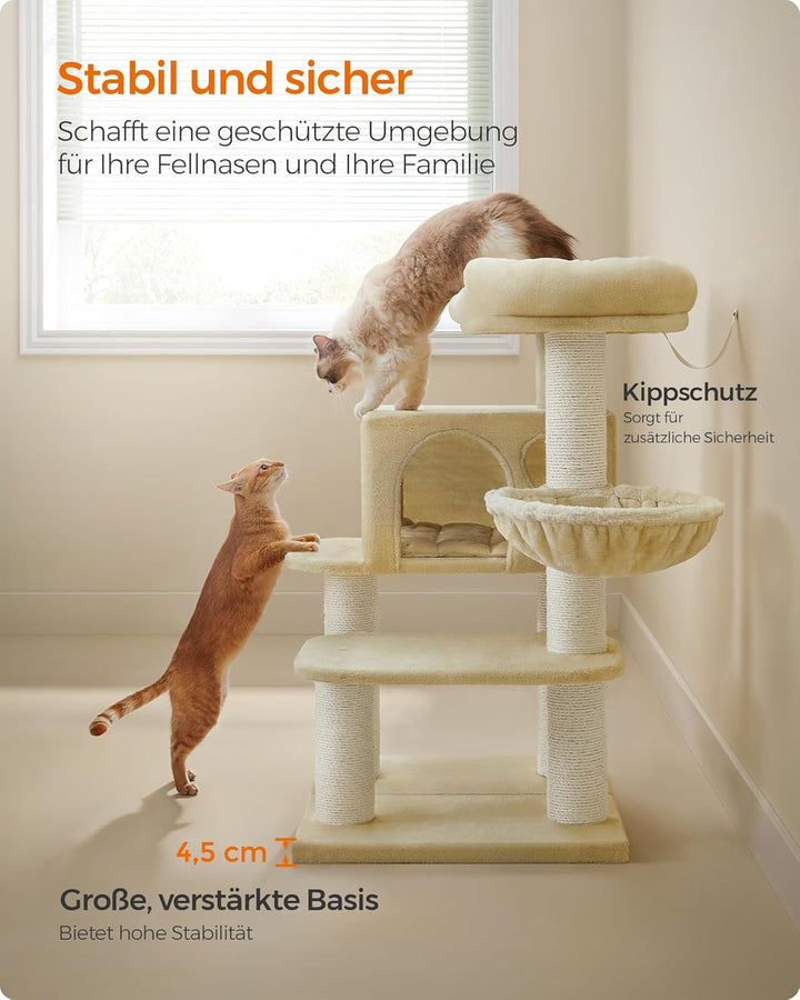 Feandrea Kratzbaum für grosse Katzen, XXL, hochbelastbar, Katzenturm mit 6 extra dicken Kratzsäulen,