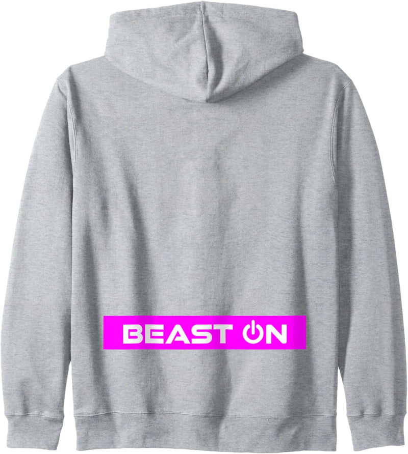 Beast ON Rücken Motiv Fitness Gym Motivation pinke Farbe Kapuzenjacke