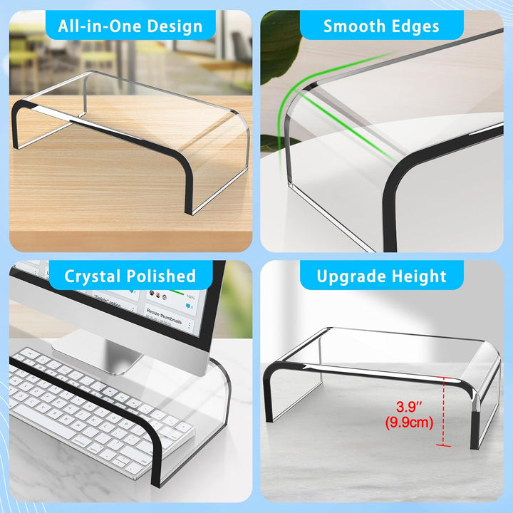 AboveTEK Acryl-Monitorständer Klarer Monitorständer & Computer-Schreibtischständer, Premium-Acryl-La