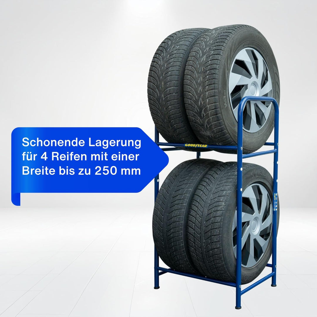 Goodyear Reifenregal für 4 Reifen, platzsparende Aufbewahrung, höhenverstellbar, 2 Ebenen, Tragkraft