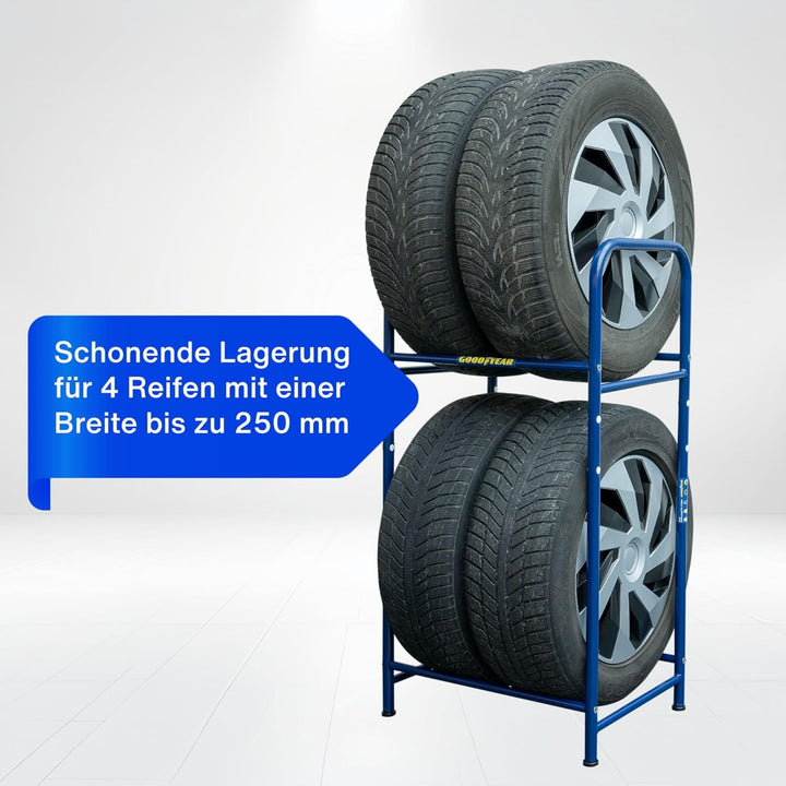 Goodyear Reifenregal für 4 Reifen, platzsparende Aufbewahrung, höhenverstellbar, 2 Ebenen, Tragkraft