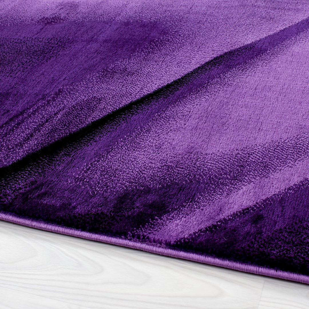 Teppium Moderner Kurzflor Teppich Läufer Flur 80 x 150 cm Lila - Flauschiger Teppich Waschbar, Abstr