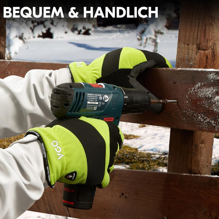Vgo 1Paar 0℃/32°F Winter Rindsleder Arbeitshandschuhe, kaltes Wetter wasserdicht Sicherheit Arbeitsh
