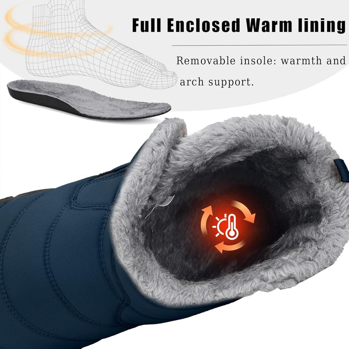 Barfussschuhe Herren Gefüttert Winterschuhe Damen Warm Winterstiefel Winter rutschfeste Breite Zehen