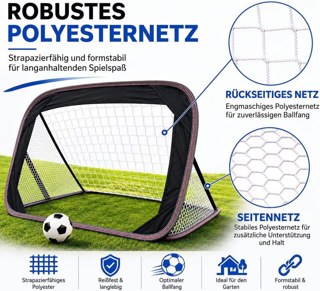 Kapler Fussballtor fussballtore 2er Set pop-up torwand Tor: für Garten Kinder faltbar und stabil tor