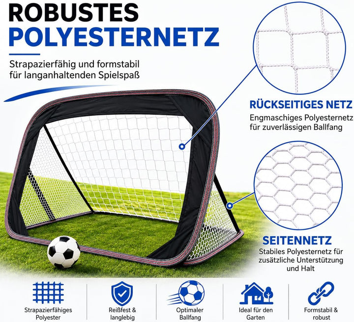 Kapler Fussballtor fussballtore 2er Set pop-up torwand Tor: für Garten Kinder faltbar und stabil tor