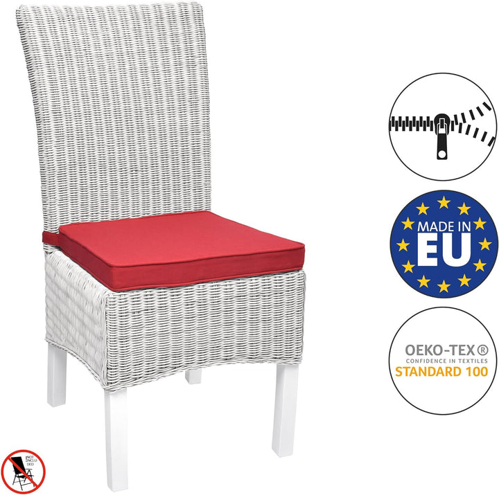 Beautissu Loft SK Stuhlkissen 45x40 cm Rot - 4er Set Stuhlpolster mit Bändern Sitzkissen für Stühle,