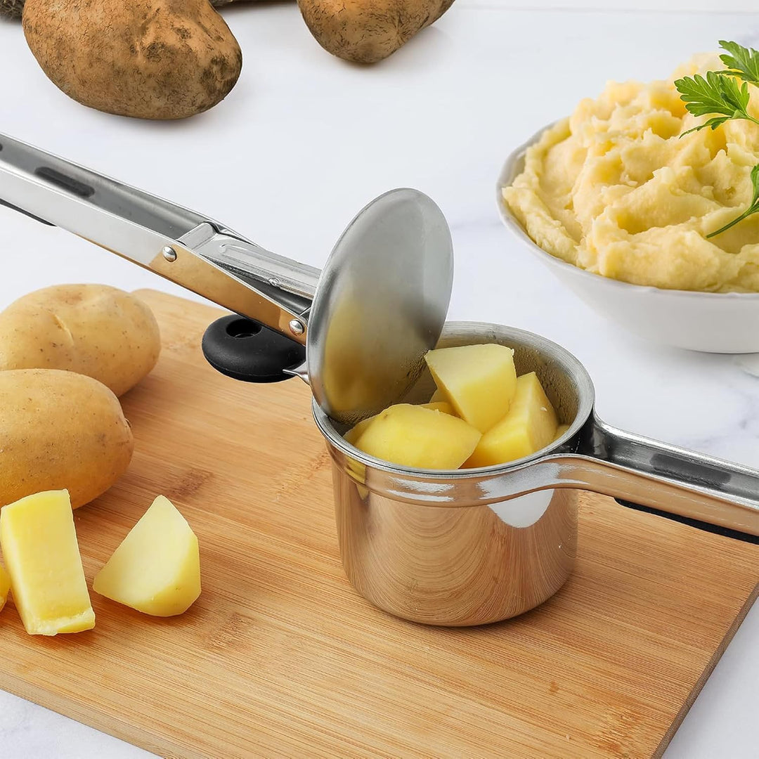 HI NATURE™ Kartoffelstampfer Metall – Stampfer Küche Edelstahl mit 3-Loch-Scheibe – Kartoffelpresse