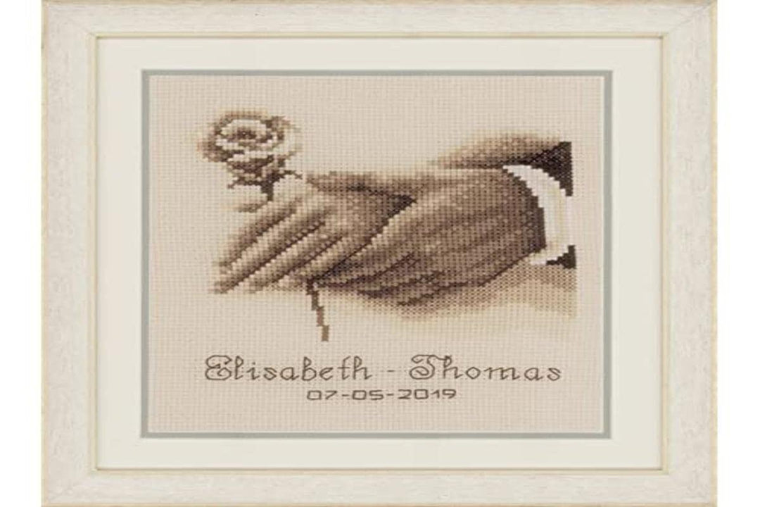 Vervaco PN-0179745 Ehe Ringe Stickpackung Zählmuster, Baumwolle, mehrfarbig, ca. 16 x 18 cm / 6,4" x