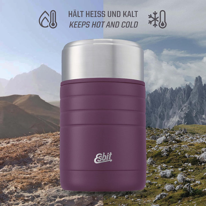Esbit Thermobehälter Majoris für Essen - Warmhaltebehälter 600 ml in Aubergine - aus Edelstahl für w