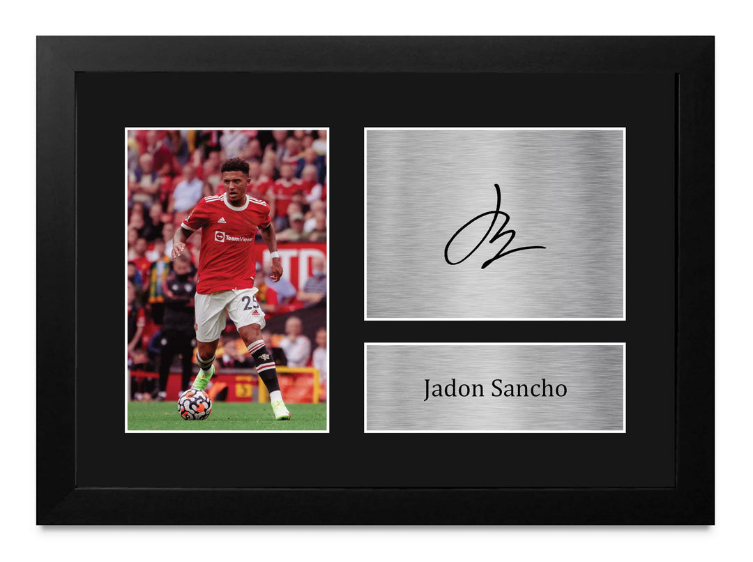 HWC Trading FR A4 Jadon Sancho Gifts Autogramm-Bild für Fussballfans und Fans, gerahmt, A4 (gerahmt)