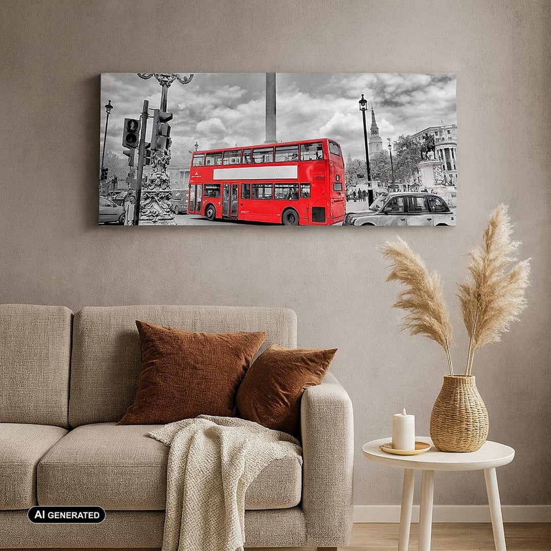 Panorama Bilder auf Leinwand 100x40cm Leinwandbild Trafalgar Platz Taxi London Gross Wanddeko Bild S