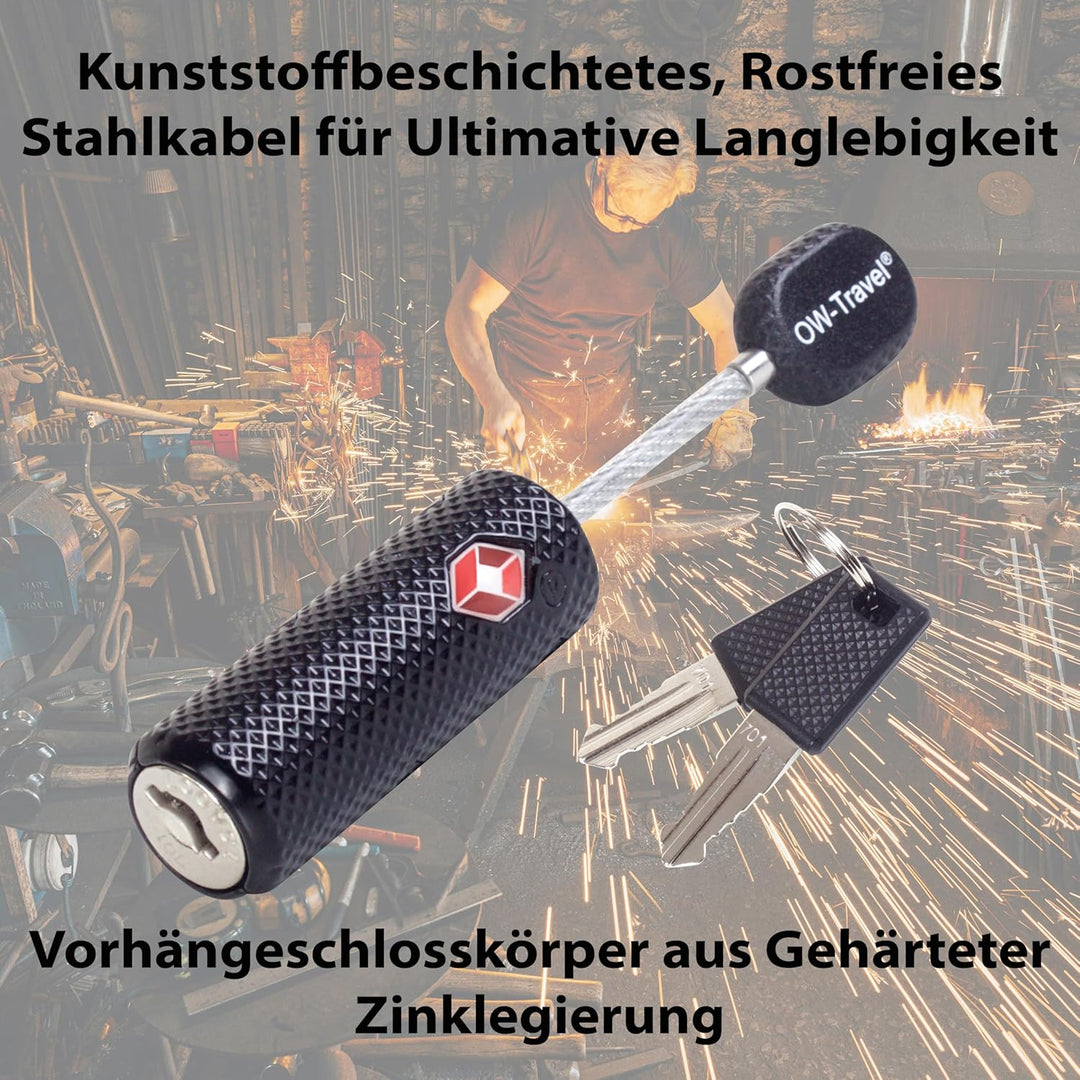 Kabel Schloss mit Schlüssel Kofferschloss Vorhängeschloss Gepäckschloss Sicherheitsschloss Schlüssel