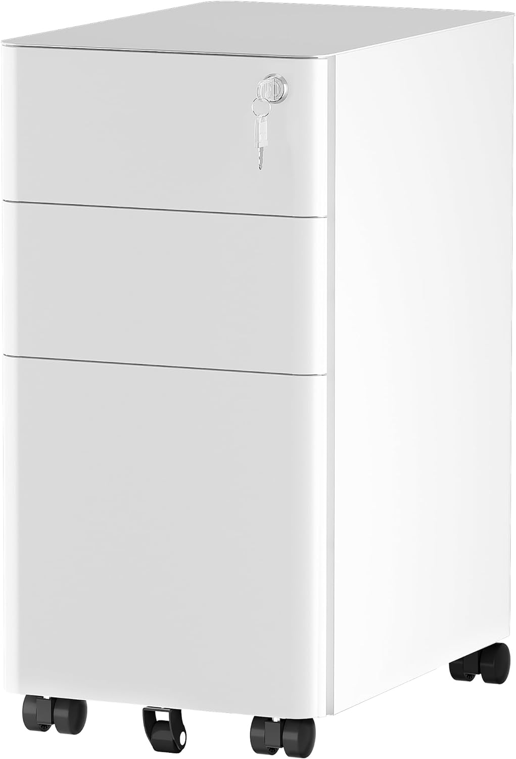 YITAHOME Rollcontainer mit 3 Schubladen, Metall Abschliessbar Aktenschrank für A4, Legal, Letter, Mo