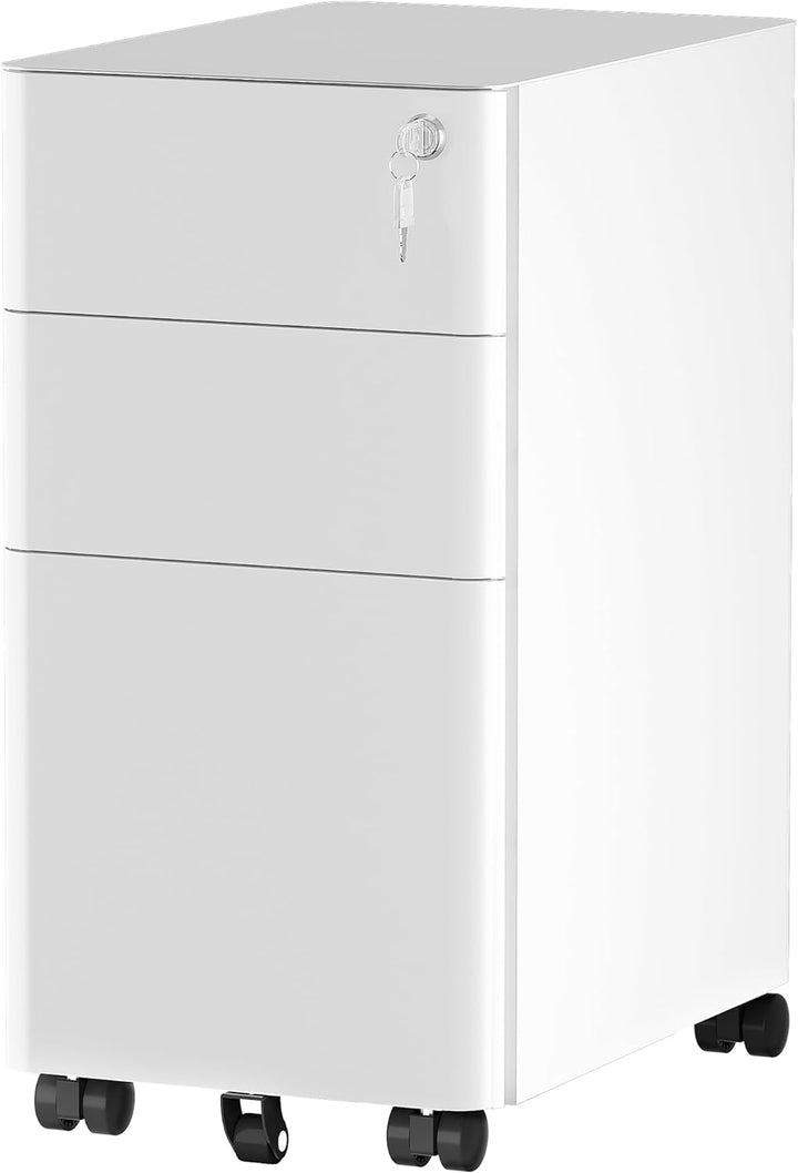 YITAHOME Rollcontainer mit 3 Schubladen, Metall Abschliessbar Aktenschrank für A4, Legal, Letter, Mo