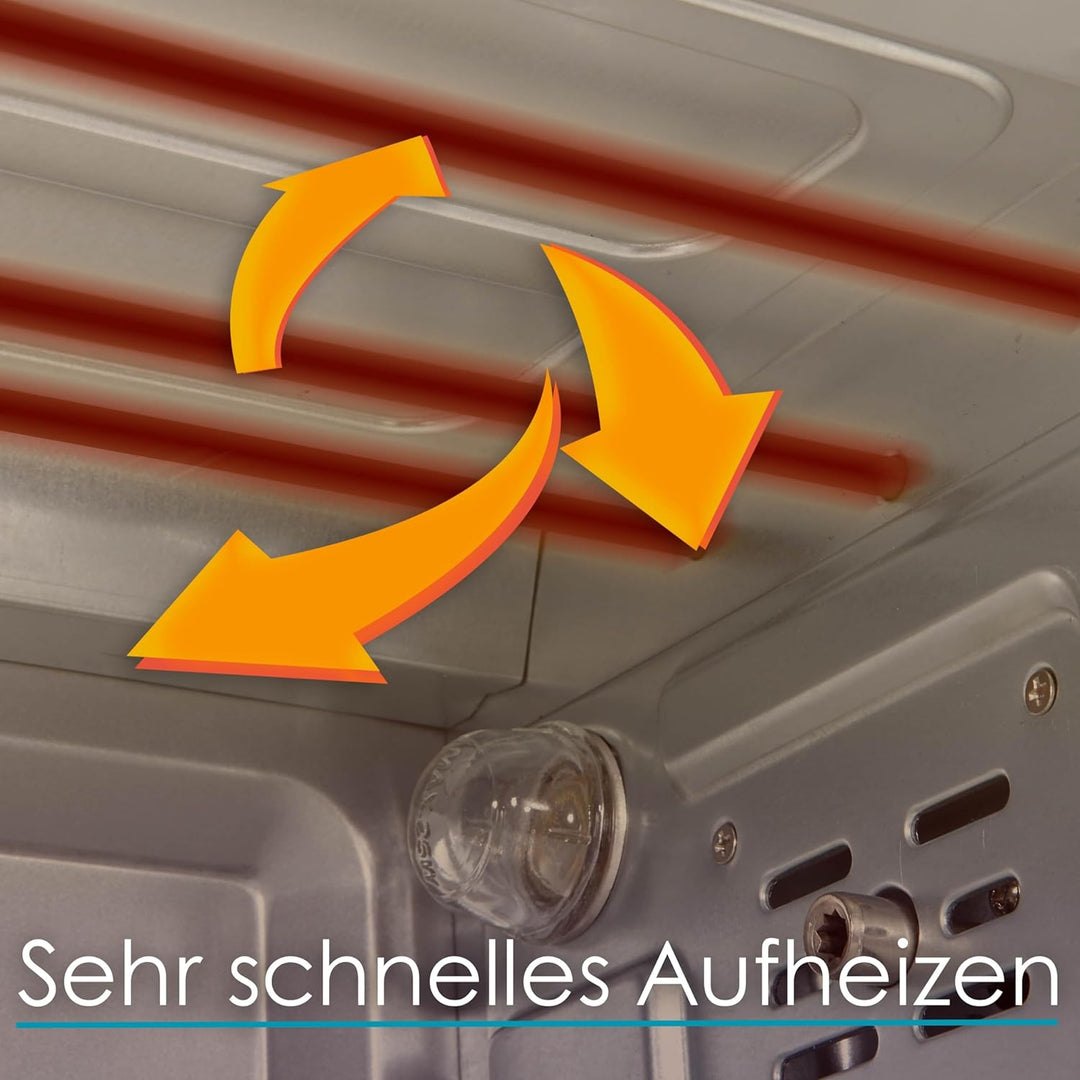 Mini Backofen mit Herdplatten 28 Liter | Elektrischer Drehspiess | Integrierte Kochplatten | Pizza-O