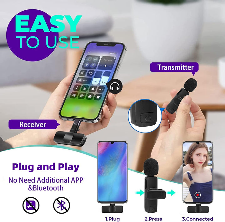 YOOUS Mikrofon, Lavalier Mikrofon für iOS/Android, Mini Microphone Plug & Play, Lavalier Mikrofon Wi