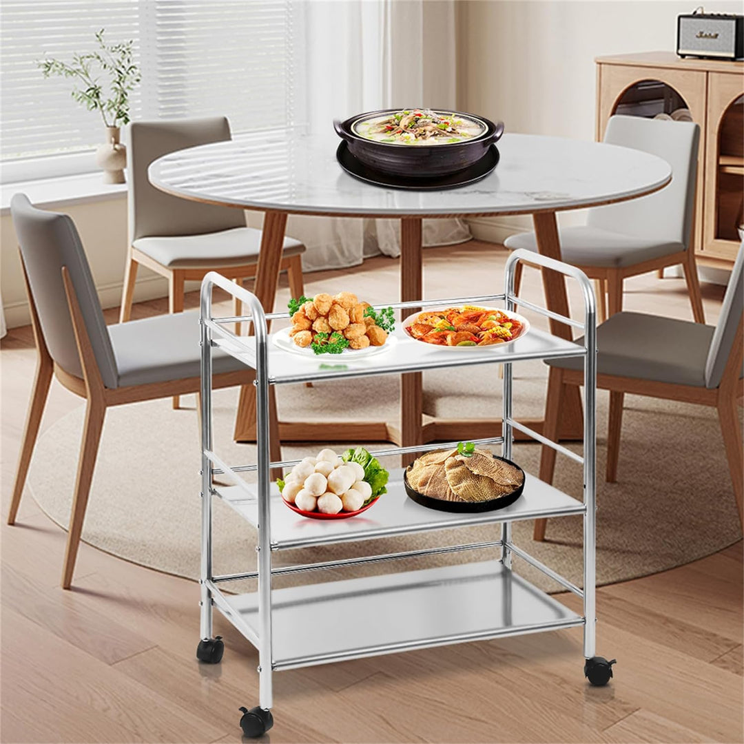 Flyelf 3-stöckiger Küchenwagen, Küchenwagen mit Rädern, Pflanzenständer, Edelstahl, 60 x 36 x 74 cm