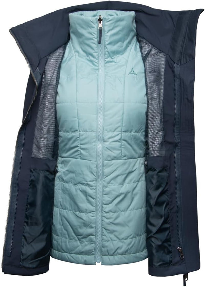 Schöffel Damen 3in1 Jacket Krakau L, wind- und wasserdichte Winterjacke aus 4-Wege Stretch mit abneh