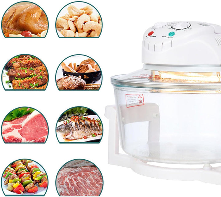 Glas-Luftfritteuse, 360 Grad Sichtbare ölfreie Lebensmittelfritteuse, 12 L Elektrische Fritteuse mit
