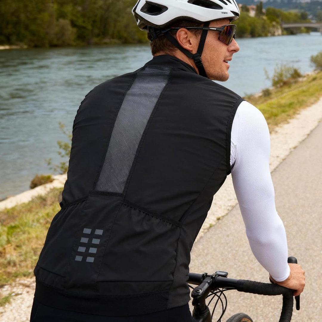WOSAWE Herren Fahrradweste Leicht Atmungsaktiv ärmellos Laufjacke Winddicht Radweste mit YKK-Reissve