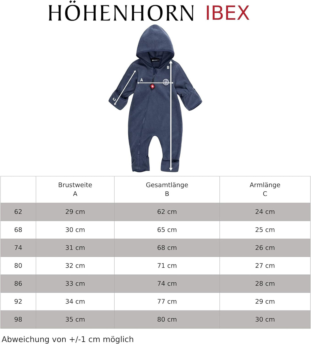 Höhenhorn Ibex Baby Fleece Overall Winter Herbst Strampler Kleinkind mit Kapuze 62 Rosa, 62 Rosa