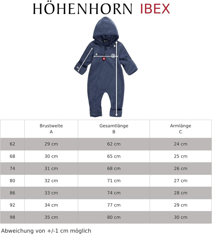 Höhenhorn Ibex Baby Fleece Overall Winter Herbst Strampler Kleinkind mit Kapuze, Grün