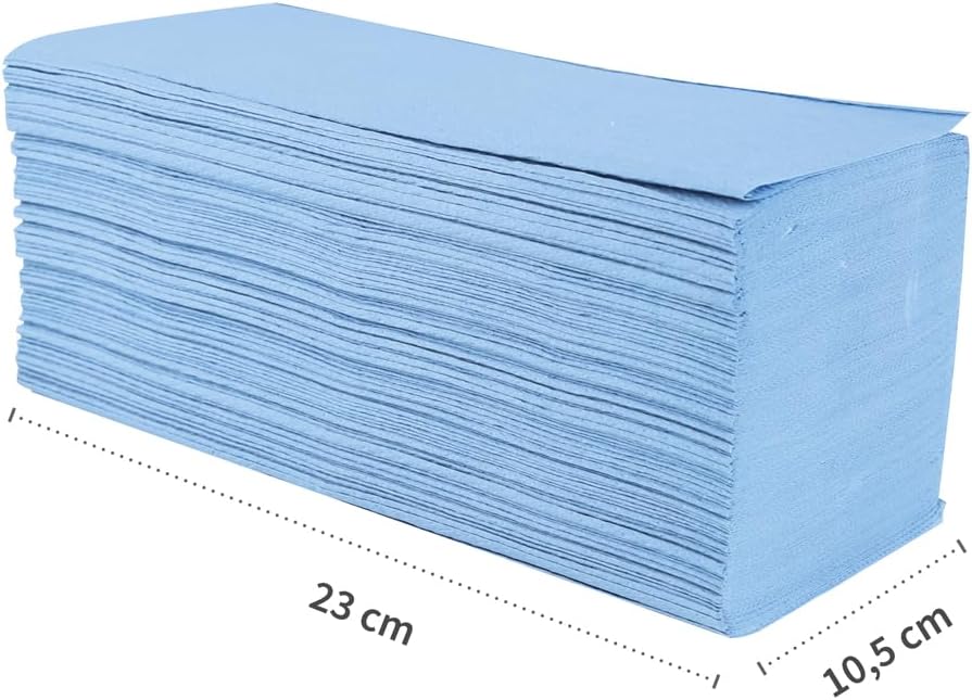 Papierhandtuch, Falthandtuch, Handtuchpapier mit ZZ-Falzung, 2-lagig, 21 x 22,5 cm, blau.