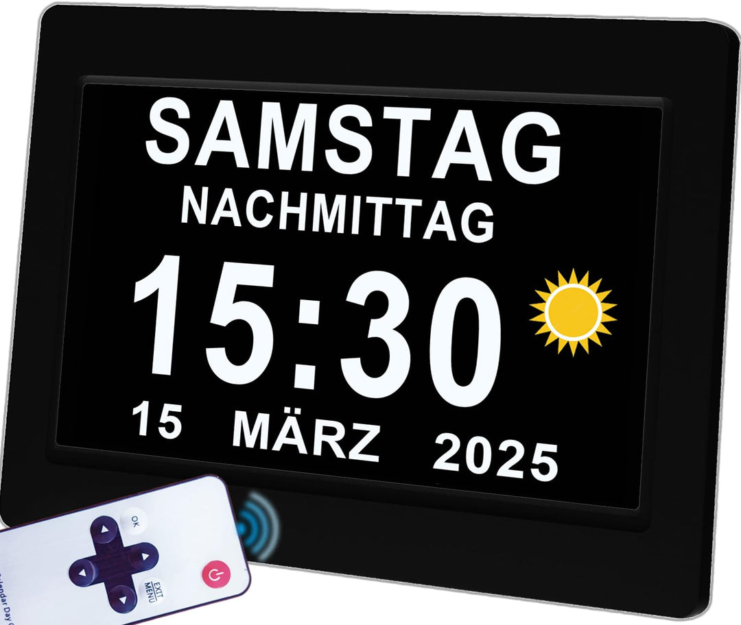 Véfaîî 2024 Neu, 19 Alarme Elektronische Tag Datum Kalenderuhr, Nicht-Abgekürzte Tag Datum Grosse Uh