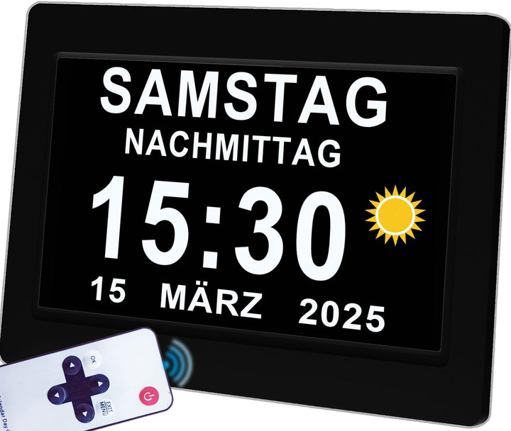 Véfaîî 2024 Neu, 19 Alarme Elektronische Tag Datum Kalenderuhr, Nicht-Abgekürzte Tag Datum Grosse Uh