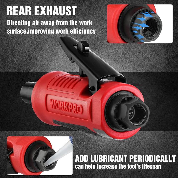 WORKPRO Druckluft-Stabschleifer gerade Ausführung Druckluftschleifer 1/4" (6,3mm) Multifunktionswerk