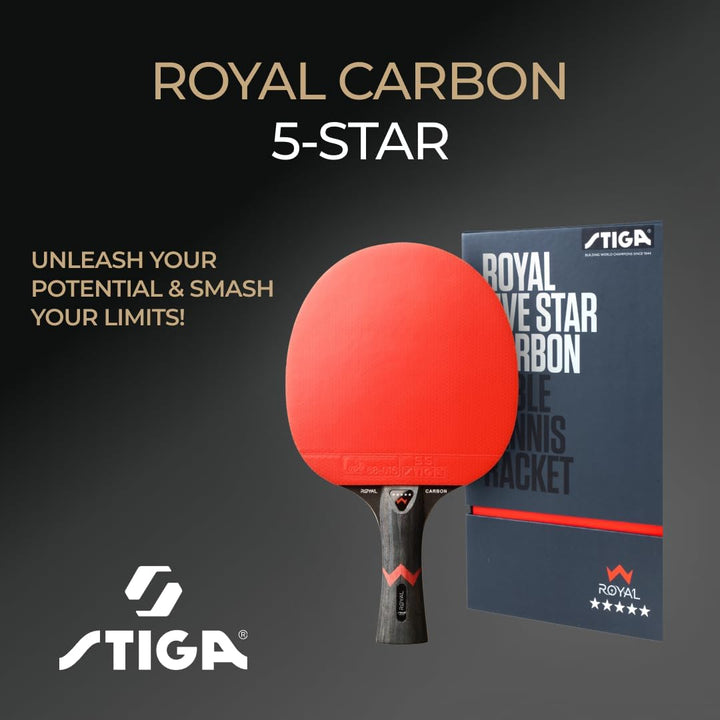 STIGA Royal 5 Sterne Tischtennis Schläger Pro Carbon,, Single
