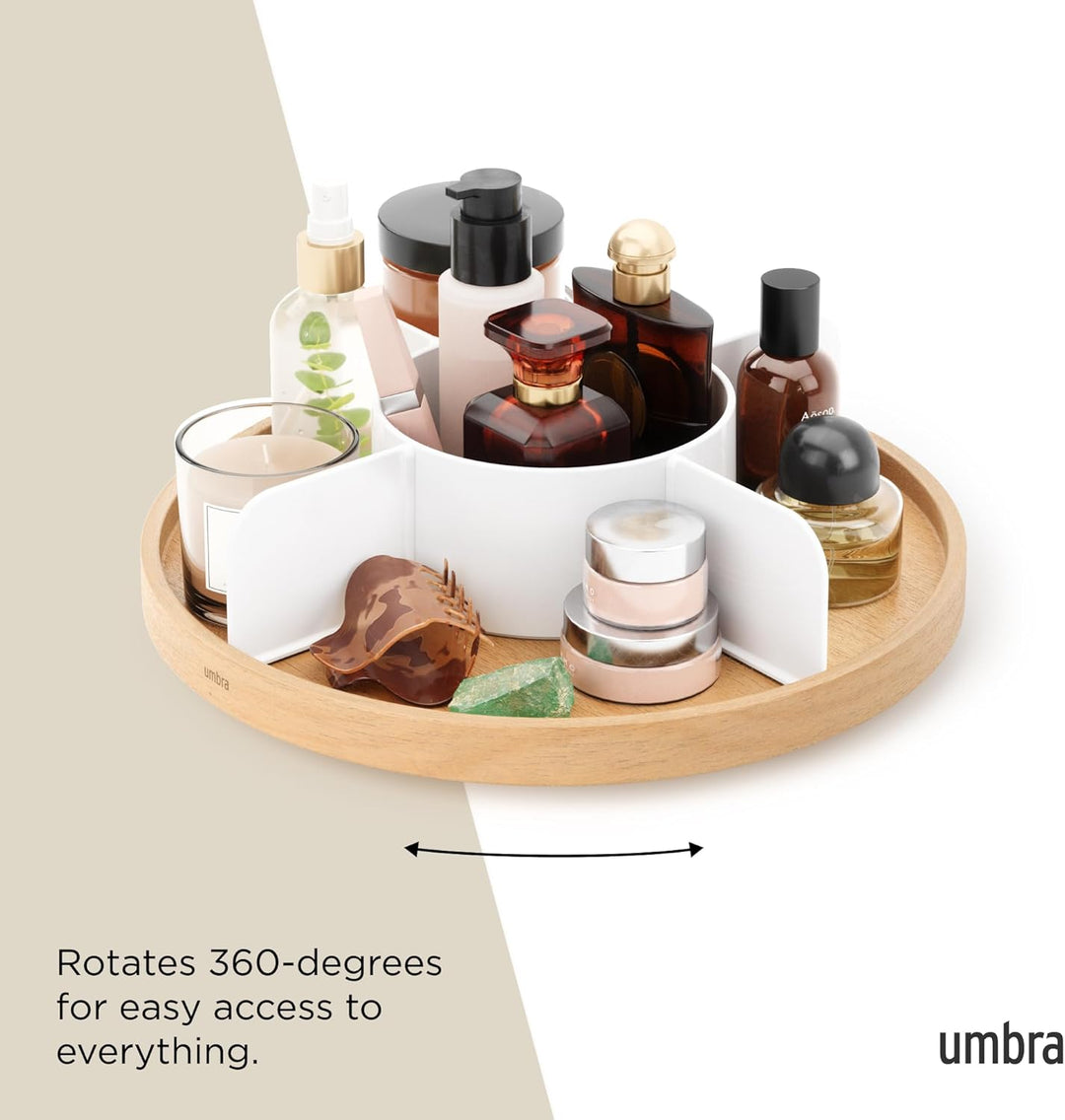 Umbra Bellwood Drehbarer Organizer, Lazy Susan Drehteller, Weiss/Natur, Lazy Susan