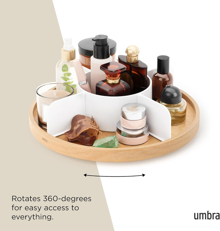 Umbra Bellwood Drehbarer Organizer, Lazy Susan Drehteller, Weiss/Natur, Lazy Susan